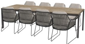 Taste by 4 Seasons Rhodos tuinset met Goa tuintafel Robusto teak blad 280 x 95 cm SALE Tuinset   houtkleur weerbestendig