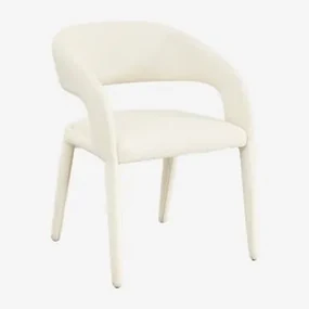 Set Van 2 Arazeina Gestoffeerde Eetkamerstoelen Met Armleuningen Bouclé Wit - Sklum