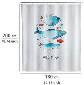 Wenko douchegordijn 180x200cm Big Fish inclusief ringen
