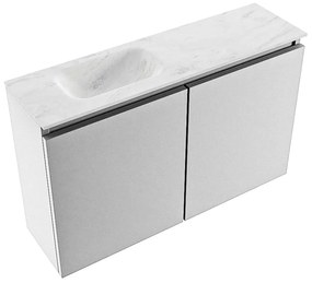 Mondiaz Ture DLux toiletmeubel 80cm plata met wastafel opalo links met kraangat