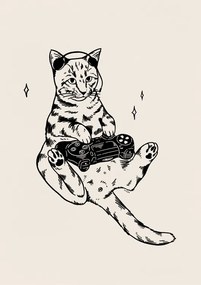 Ilustratie Gaming Cat in black, Tara Royle