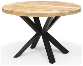 Eettafel rond mango hout | 150 cm | Bladdikte 4 cm | Kruispoot