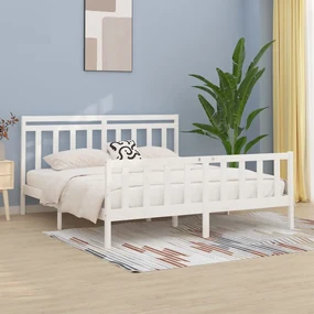 vidaXL Bedframe massief grenenhout wit 200x200 cm