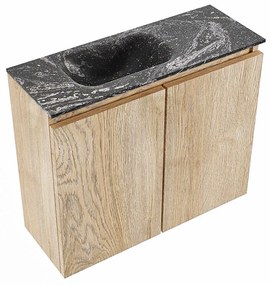 Mondiaz Ture DLux toiletmeubel 60cm washed oak met wastafel lava links met kraangat