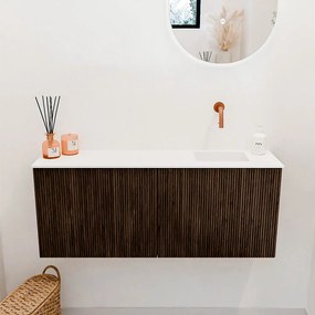 Mondiaz Joya 100cm toiletmeubel walnut met wastafel faye rechts zonder kraangat talc