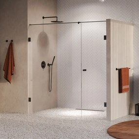 Brauer Void Carving profielloze nisdeur 190cm met draaideur 70cm aan muur gunmetal geborsteld PVD
