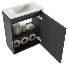 Mondiaz Ture DLux toiletmeubel 40cm dark grey met wastafel ostra midden zonder kraangat