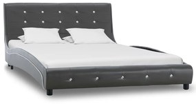 vidaXL Bed met traagschuim matras kunstleer grijs 120x200 cm