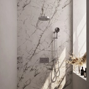 Brauer Stripe inbouw regendouche met 25cm hoofddouche, gebogen muurarm, 3 standen handdouche en glijstang set 35 chroom