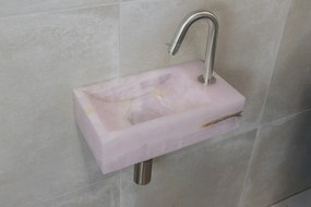 Saniclear Pink Onyx fonteinset met gebogen kraan in RVS