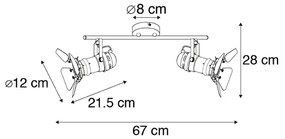 Smart Spot / Opbouwspot / Plafondspot zwart incl. WiFi GU10 2-lichts met kleppen - Movie Industriele / Industrie / Industrial GU10 rond Binnenverlichting Lamp