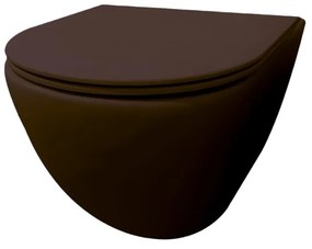 Best Design morrano-49-zonder-spoelrand wandcloset blinde bevestiging incl. zitting mat-donkerbruin donkerbruin mat 4016590