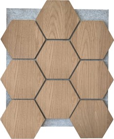 Hexagon Panel Naturel Eiken met Grijs Vilt 81CM | Akoestisch | Wanddecor | Zeshoekig- Grijs vilt