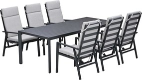 Garden Impressions Kasper tuinset 7-delig - tuintafel 220x93 cm donker grijs