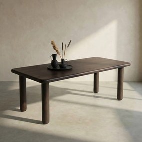 Walnoot Eettafel Met Ronde Poten 200 Cm - 200 X 100cm.