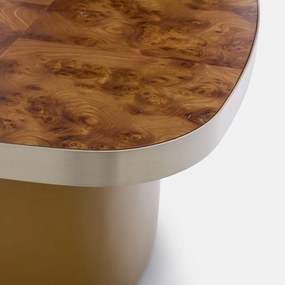 Salontafel, blad van gefineerd iepenwortelhout, diameter 65 cm, PAULIS