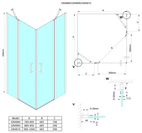 Gelco Loro douchedeur links- en rechtsdraaiend 80x200cm chroom