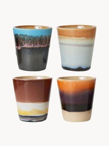 Handgemaakte espressokopjes 70's met reactief glazuur, 4-delig