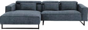 Goossens Bank Rovato blauw, stof,  met chaise longue links