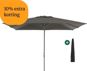 + 10% kassakorting | Parasol Shadowline Cuba | Inclusief hoes | Vierkant | 350x350cm | Met katrol | Zwart | Kees Smit Tuinmeubelen