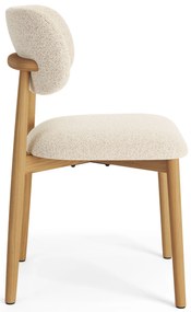 ALDO Crème (stof Monza 90)/gelakt eiken frame – HOUTEN BOUCLÉSTOEL VOOR WOONKAMER, EETKAMER, KEUKEN RETRO