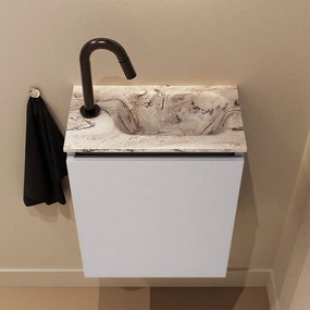 Mondiaz Ture DLux toiletmeubel 40cm cale met wastafel glace rechts met kraangat