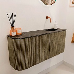 Mondiaz Joya DLux 90cm toiletmeubel ronding links dusk met wastafel faye rechts zonder kraangat lava