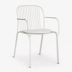 Anerina Tuinstoel Met Armleuningen Van Staal Gardenia Wit & Ijsgrijs - Sklum