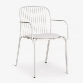 Anerina Tuinstoel Met Armleuningen Van Staal Grijsachtig Wit & Glaciale Wit - Sklum