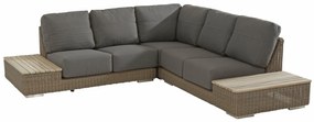 4 Seasons Outdoor Kingston hoekbank pure met teak eilanden * SALE * Loungeset   antraciet weerbestendig