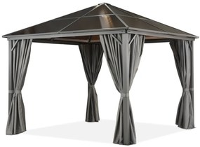 Milos tuinhuisje 3x3m  Garden Point met gordijnen grijs