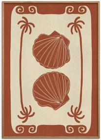 Ingelijste digitale print Terracotta Seashell Stories van Shatha Al Dafai