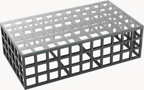Salontafel Cubico van mindihout met glazen tafelblad