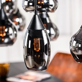 Hanglamp Met 8 Rookglas Bollen