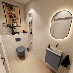 Mondiaz Ture DLux toiletmeubel 40cm dark grey met wastafel ostra rechts zonder kraangat