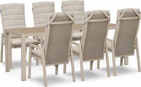 Tuinset 6 personen 210 cm Aluminium Taupe Lifestyle Garden Furniture Vivaro/Creta