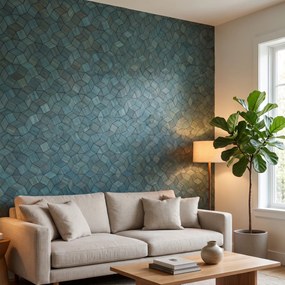 Decoratief Houten Wandpaneel | Gardenia   Cadet Blue | 60×60 cm | Amerikaans Notenhout