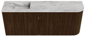 Mondiaz Joya DLux 100cm toiletmeubel ronding rechts walnut met wastafel faye links zonder kraangat glace