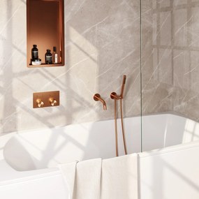 Brauer Stripe inbouw badkraan met drukknoppen en staafhanddouche koper geborsteld PVD