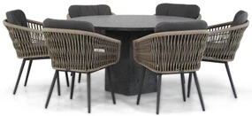 Tuinset Ronde Tuintafel 6 personen 140 cm Rope Taupe Lifestyle Garden Furniture Western/Graniet