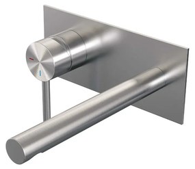 Brauer Brushed Edition ColdStart wastafelkraan inbouw rechte uitloop met achterplaat model A2 RVS geborsteld PVD