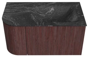 Mondiaz Kurve-dlux 85cm badmeubel ronding links ruby met 1 lade en deur en wastafel cloud rechts zonder kraangat lava