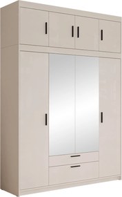 Kledingkast Novduni 109, Beige, 246x177x53cm, 188 kg, Kledingkast deuren: Met scharnieren, Aantal planken: 8, Aantal planken: 8