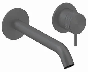 Crosswater 3ONE6 Wastafelkraan inbouw - gebogen uitloop 18cm - 1 knop - slate (gunmetal) TS120WNST