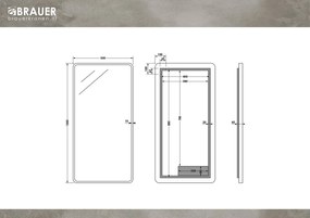 Brauer Sapphire rechthoekige spiegel met verlichting 100x50cm RVS