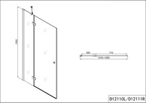 Badstuber Smart douchedeur 110x195cm links