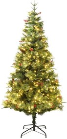 vidaXL Kerstboom met LED's en dennenappels 225 cm PVC en PE groen