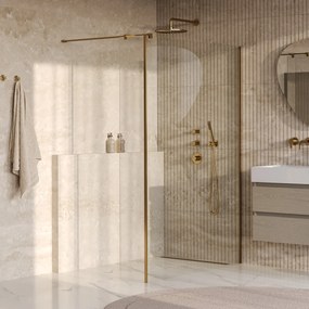 Brauer Oblivion inloopdouche helder glas 130cm met 40cm zijwand messing geborsteld PVD