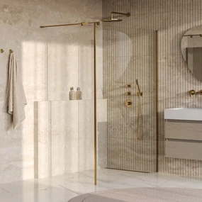 Brauer Oblivion inloopdouche helder glas 130cm met 40cm zijwand messing geborsteld PVD