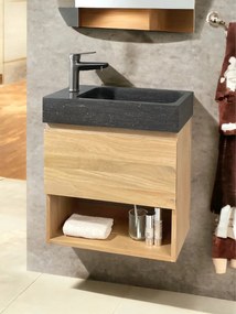 B-Stone Sunray badmeubel eiken met natuurstenen wastafel 55cm